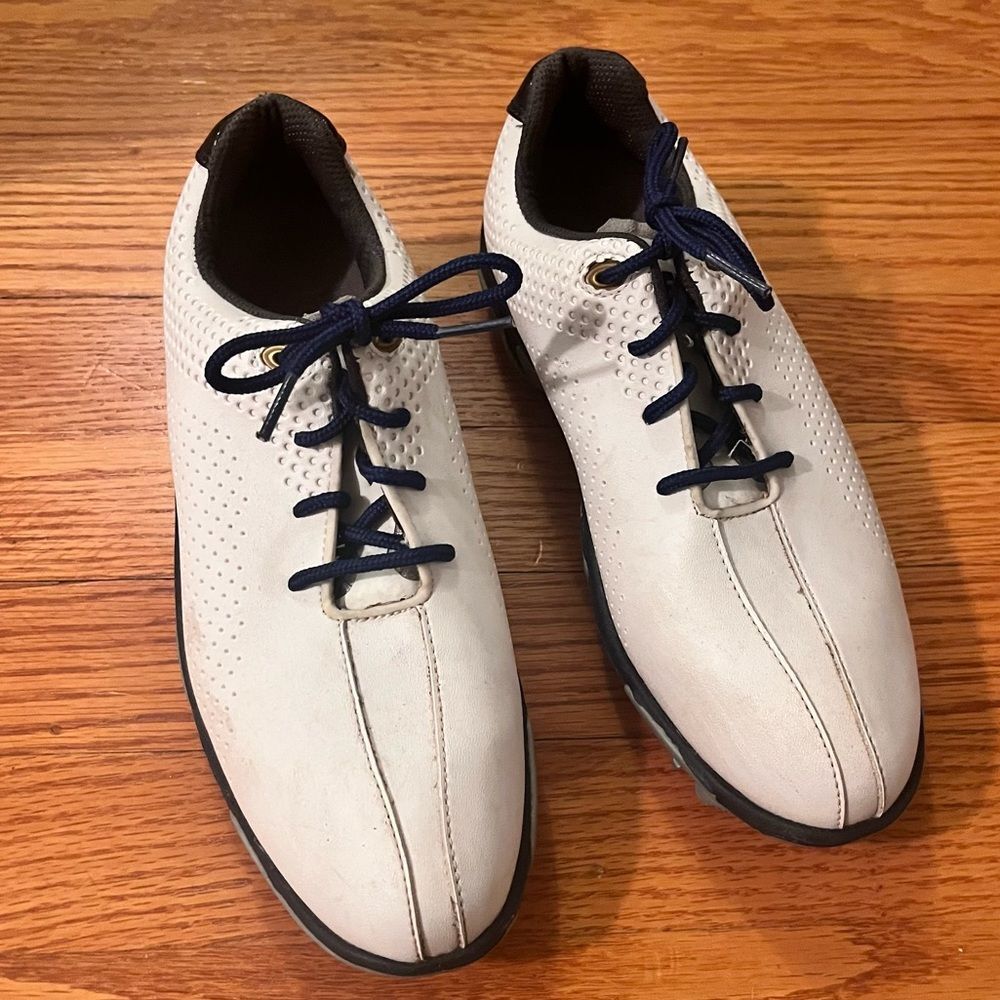FootJoy Junior Youth Size 5M White Blue Boys Athletic Golf Cleats Shoes 45023